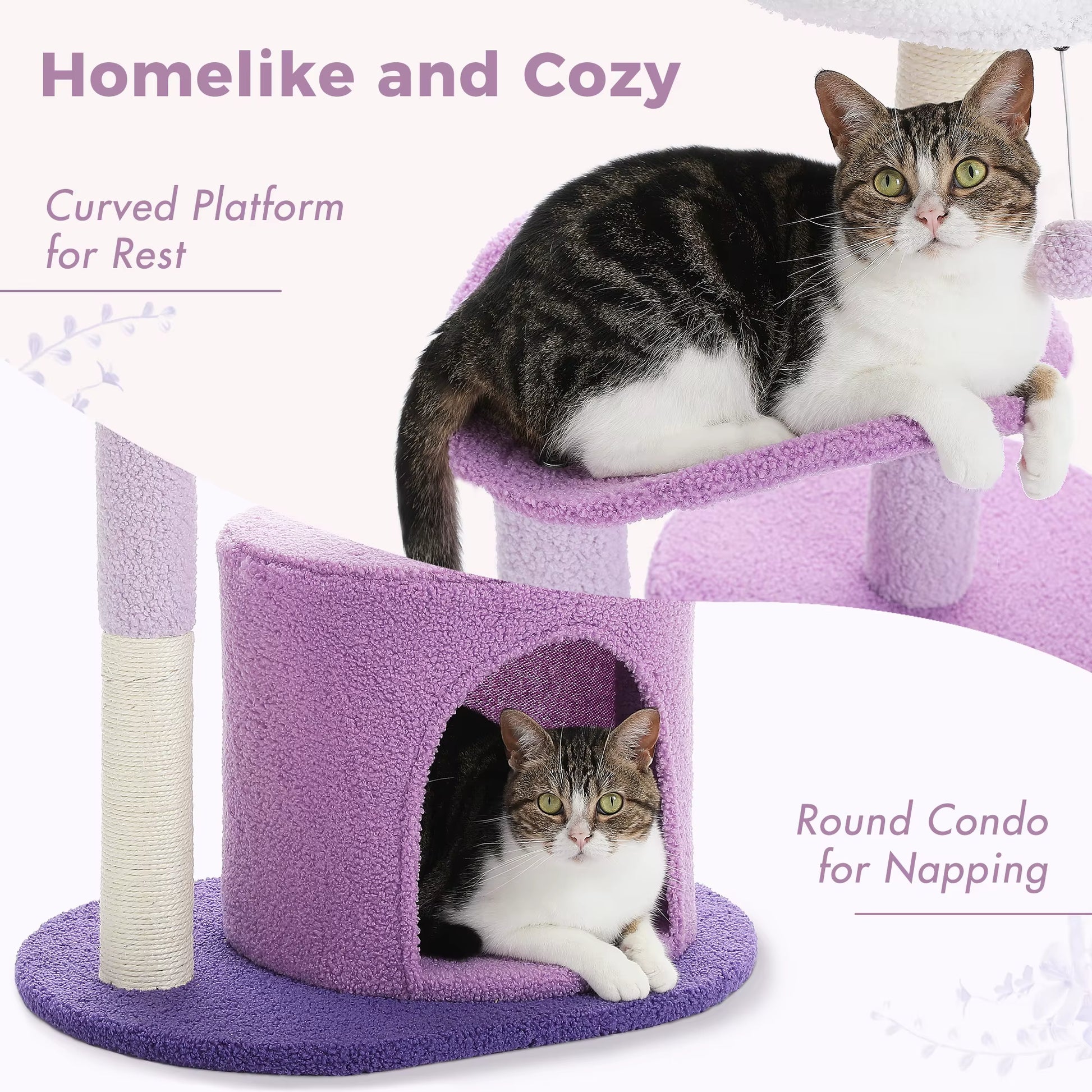 Flower Cat Tree – Cozy Cat Tower with Sisal Scratching Posts & Condo