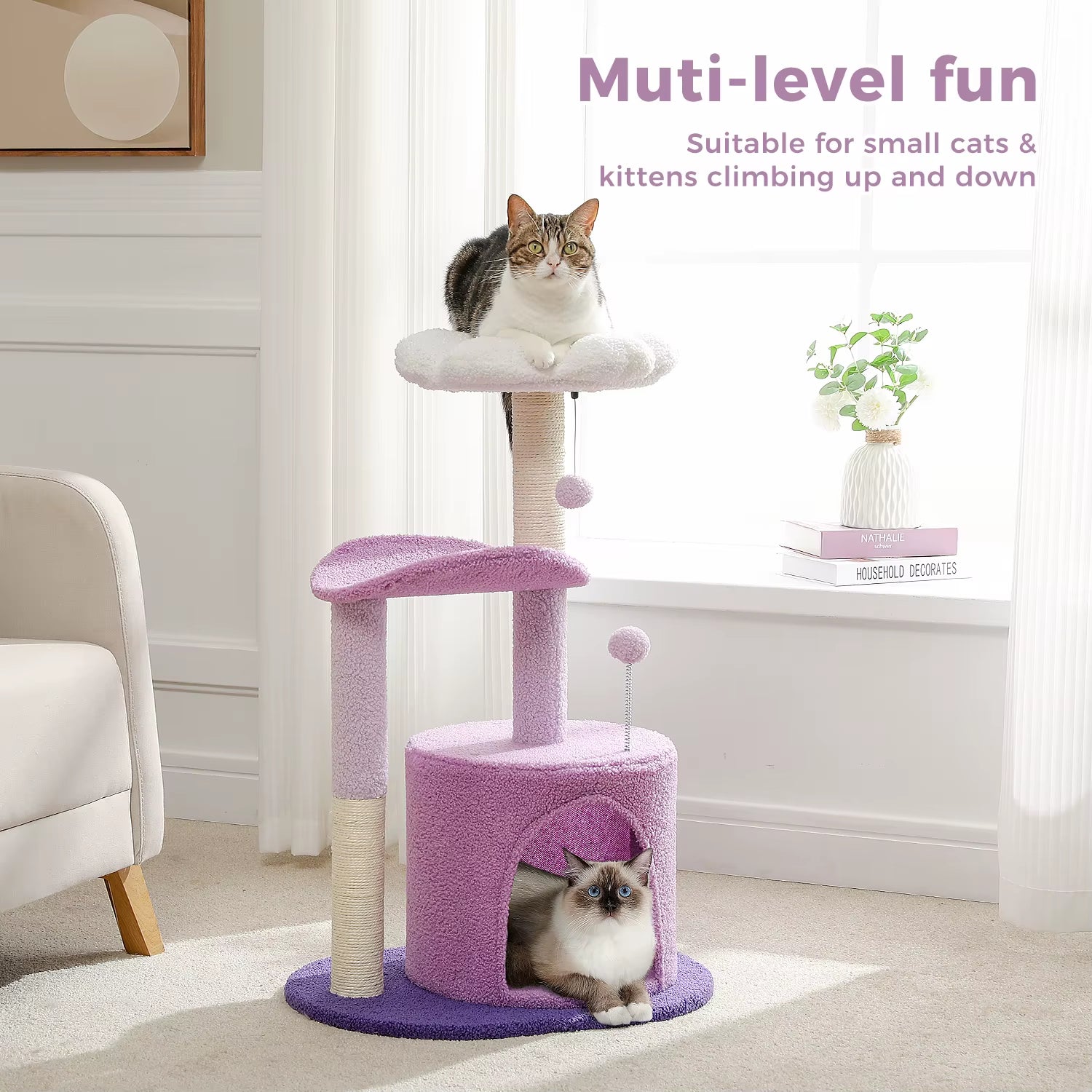 Flower Cat Tree – Cozy Cat Tower with Sisal Scratching Posts & Condo
