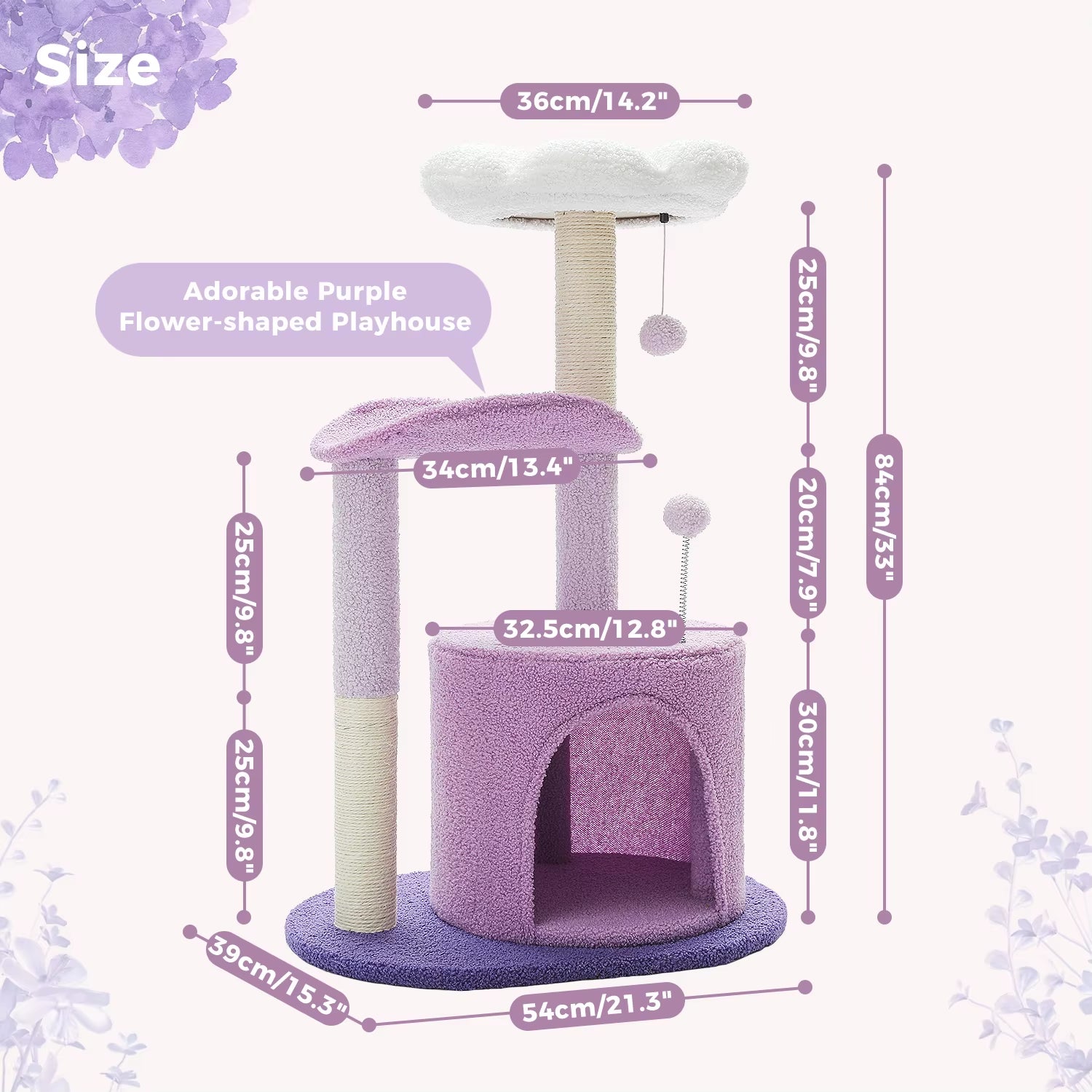 Flower Cat Tree – Cozy Cat Tower with Sisal Scratching Posts & Condo