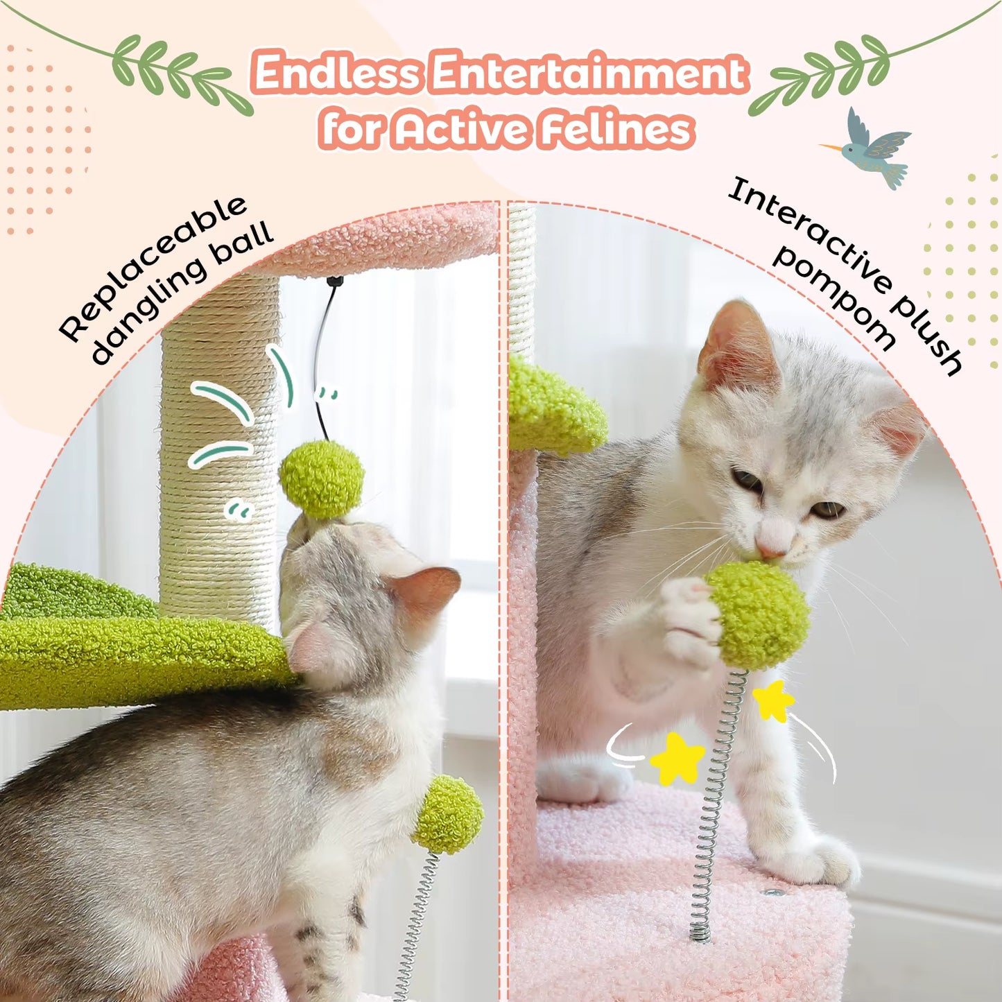 Flower Cat Tree – Cozy Cat Tower with Sisal Scratching Posts & Condo