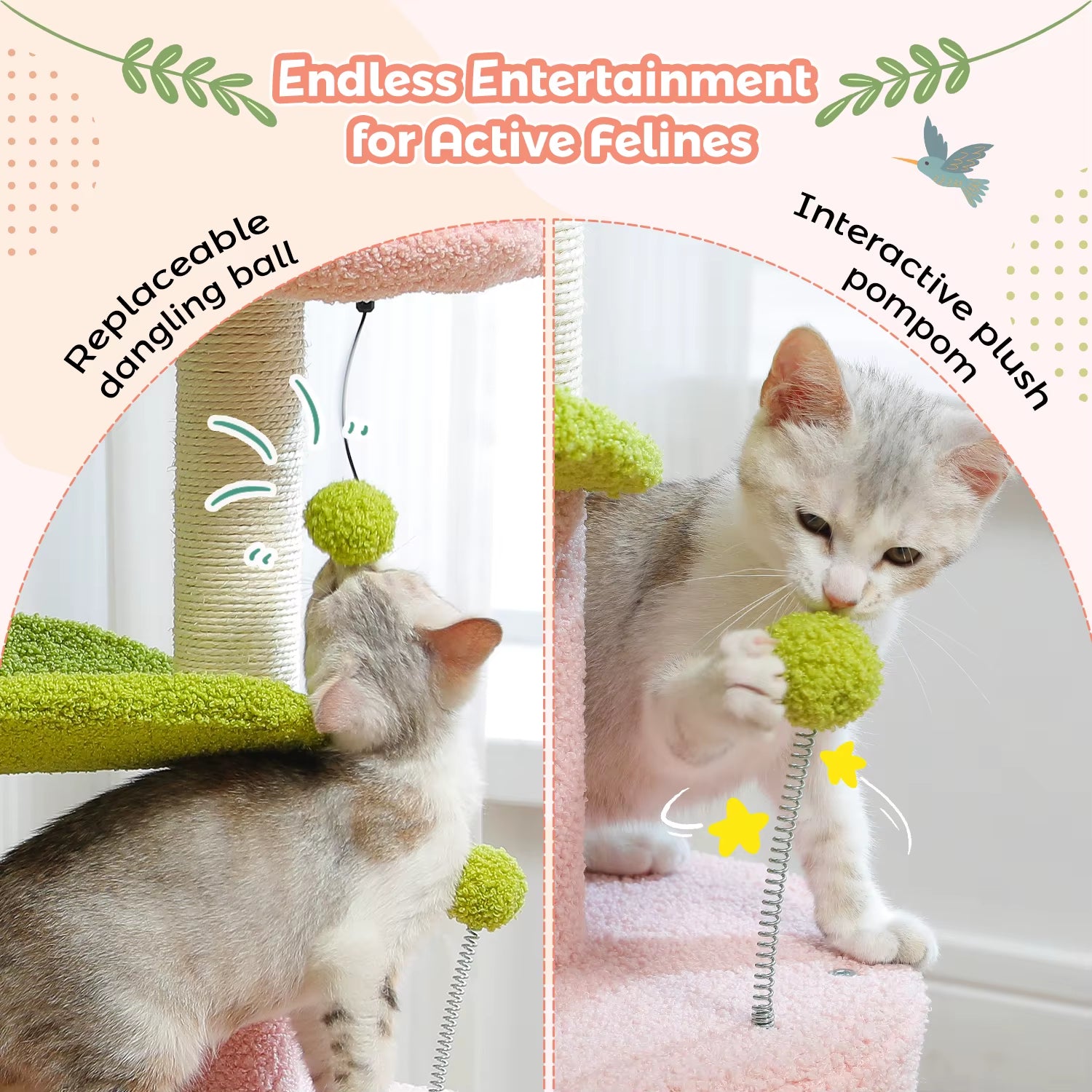 Flower Cat Tree – Cozy Cat Tower with Sisal Scratching Posts & Condo
